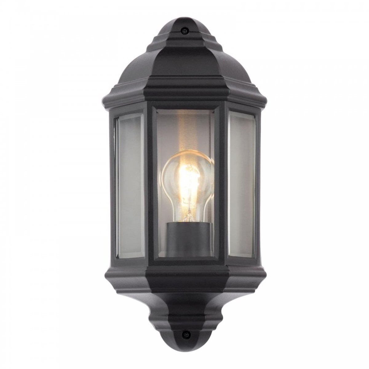 NEL2122 Nelson Outdoor Wall Light Matt Black and Glass IP44