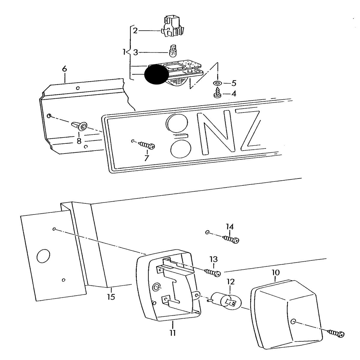 (ITEM 1) NPL0061 Number plate lamp T4 91>03