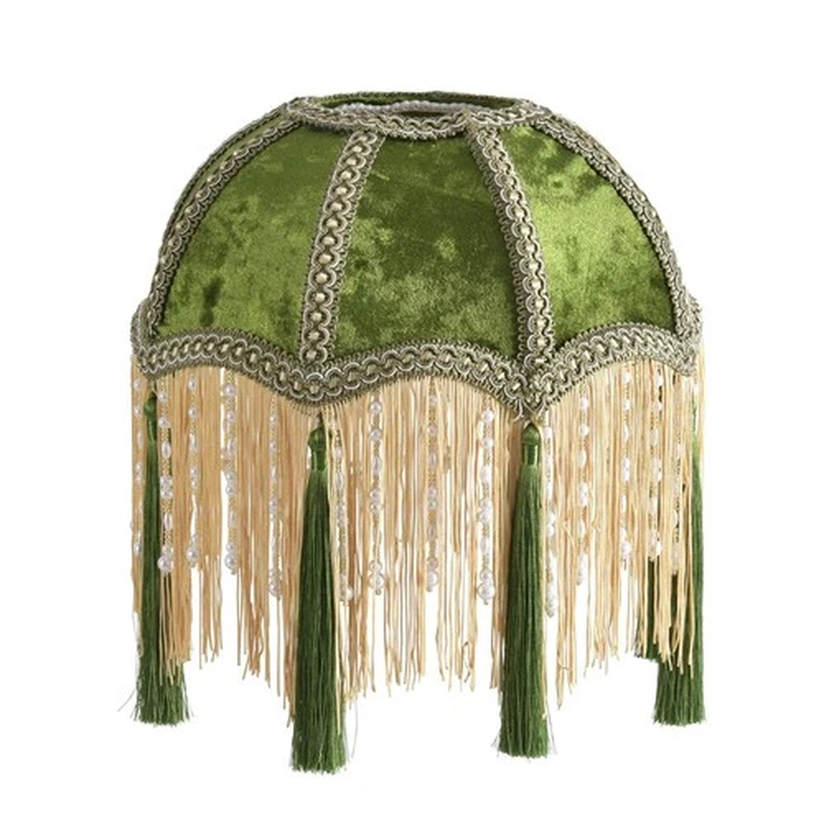 -Lampshade with tassels, Premium Victorian, Style Bell Shape Scallop velvet t...