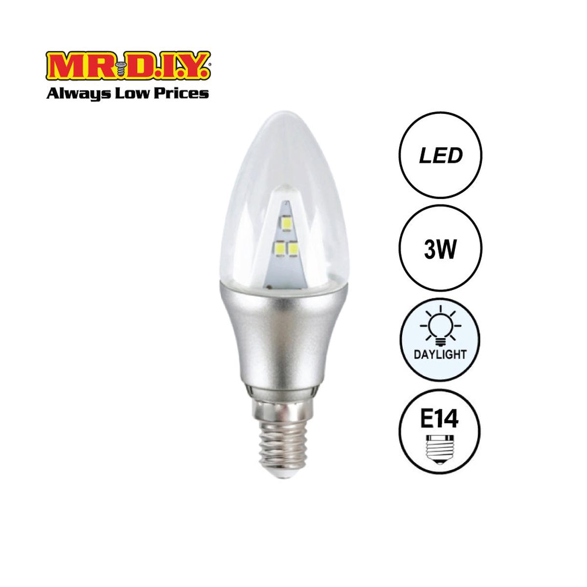 (MrDiy) Candle Shape Led Bulb Daylight 3W C35