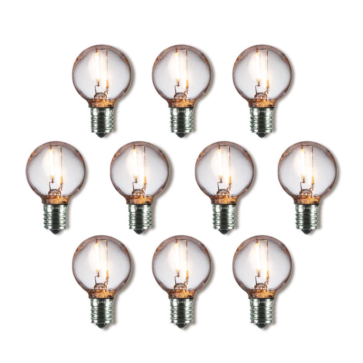 10-Pack LED Filament G40 Globe Shatterproof Light Bulb, Dimmable, 1W, E17 Intermediate Base
