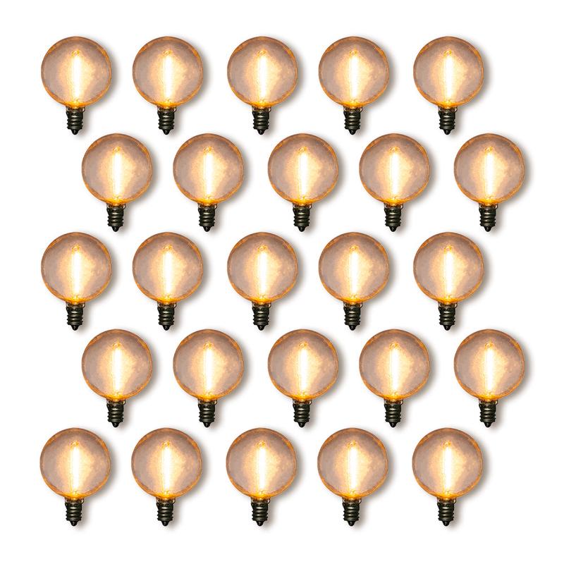 25-Pack LED Filament G50 Globe Shatterproof Light Bulb, Dimmable, 1W,  E12 Candelabra Base