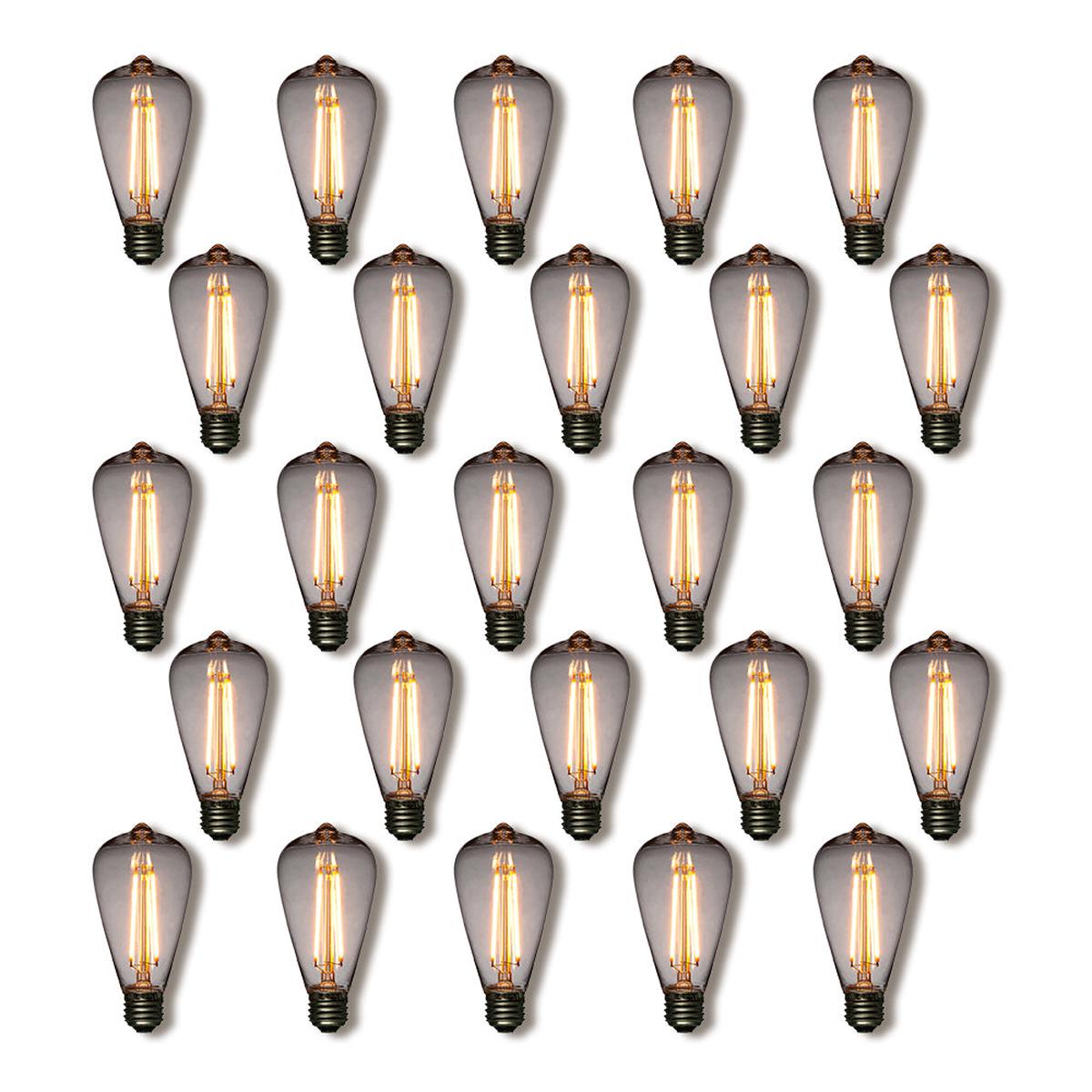 25-Pack LED Filament ST64 Shatterproof Light Bulb, Dimmable, 2W, E26 Medium Base