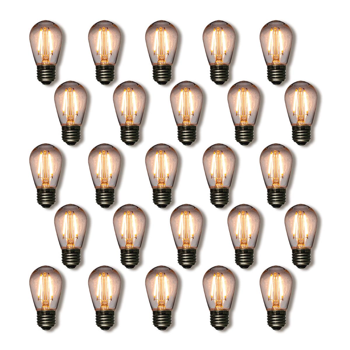 25-Pack Warm White LED Filament S14 Shatterproof Light Bulb, Dimmable, 2W, E26 Medium Base